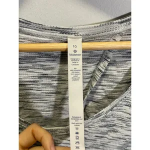 Lululemon Tie Back Top‎ Womens 10 Grey Space Dye Short Sleeve Yoga Athletic Tee thumbnail 4