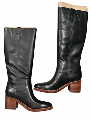 Nine West Hecee Block Heel Tailored Leather Boots in Black, Size 8, NEW $229 thumbnail 2