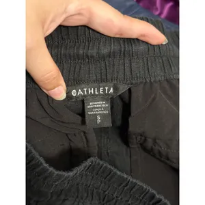 Athleta Black Linen Retreat Pants Minimalist Athleisure Lagenlook Primitive thumbnail 6