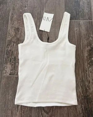 Zara rhinestone bow jewel ribbed tank top thumbnail 5