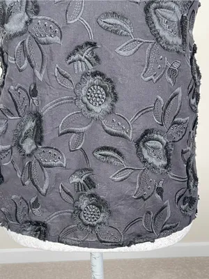 Ophelia Roe Black Floral Appliqué Spaghetti Strap Women's Top Size S thumbnail 4