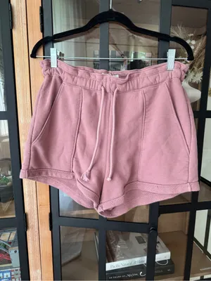 Abercrombie soft a&f sweat shorts paperbag waist high rise mauve dusty rose thumbnail 2
