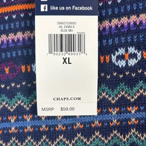 Chaps Denim Womens XL Fair‎ Isle Sweater Blue Multi Cotton Blend Crewneck thumbnail 4