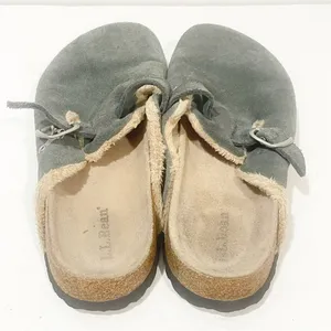 LL Bean Size 10 Green Leather Suede Slip on Clog Mule Buckle thumbnail 4