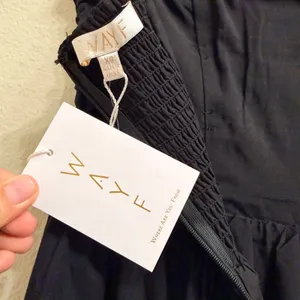 WAYF Olivia Midi Dress Women‎ XS Black Pleated Convertible Strapless Cotton -NEW thumbnail 11