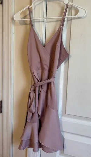 Boutique mini wrap satin dress Purple thumbnail 1