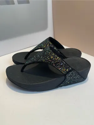 FitFlop Black Glitter MicroWobbleboard Thong Sandals Size US 5 EU 36 Comfort thumbnail 9
