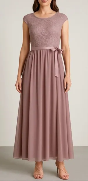 NWT Candalite Dress Formal Gown Mauve Tulle Skirt Lace Sequin Maxi Size XL NEW thumbnail 1