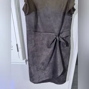 DKNY Brown Faux Suede Midi Dress thumbnail 3