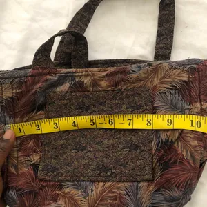 Vintage Brown red tan tapestry print tote shoulder hand bag purse floral pattern earthy boho cottagecore farmgirl Measurement in pics thumbnail 2