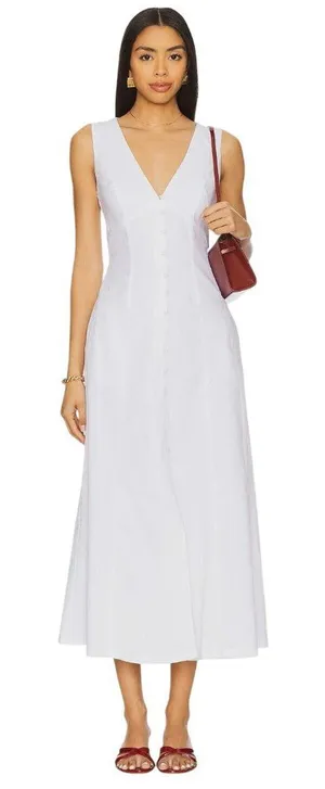 Bardot x REVOLVE Cordelia Linen Midi Dress in Orchid White 2 New Womens thumbnail 1