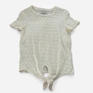 Madewell White eyelet Lace Knotted Short Sleeve Shirt – Size Small thumbnail 2