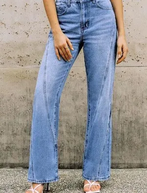 Commense Blue Flare Wide Leg Jeans thumbnail 1