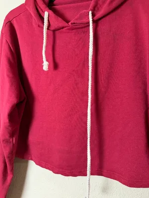 Unbranded Cropped Oversized Thin Hoodie Maroon Burgundy Size Medium thumbnail 2