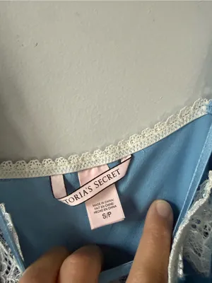 Victoria’s Secret Lace Trim Slip Dress Laungerie Floral Intimates Baby Blue S thumbnail 5