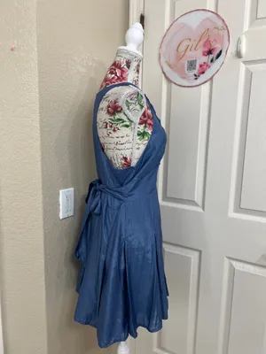 D’all Sleeveless Ruffle-Front Mini Dress in Blue size L thumbnail 2