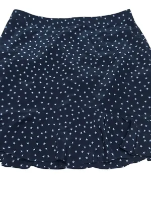 Madewell Women’s 2 Black White Star Print 100% Silk Ruffle Hem Mini Skirt G9969 thumbnail 6