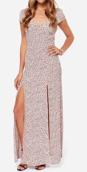 For Love & Lemons Hailey Pink Floral Print Maxi Dress Size‎ Small Slits thumbnail 1