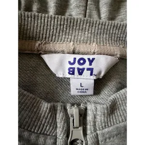 JoyLab Cropped Zip Up Hoodie L Gray Athletic Jacket Drawstring Hood Activewear thumbnail 2