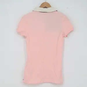 Tommy Hilfiger Polo Shirt Womens S Preppy Pink Colorblock Crest Excellent thumbnail 4