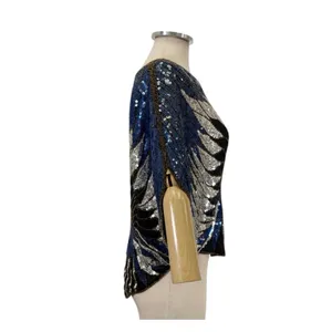 Vintage Scala Silk Sequin Butterfly Blouse Size Medium thumbnail 2
