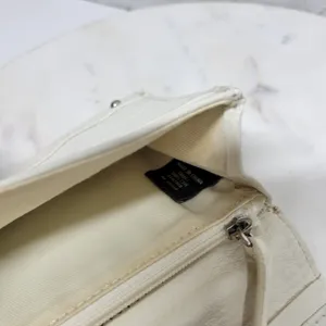 VTG Cow Leather Bi-fold Checkbook Wallet White Ivory Card Slots Simple Classic thumbnail 16