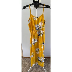 Women's Yellow floral midi spaghetti strap dress size Medium‎ thumbnail 4