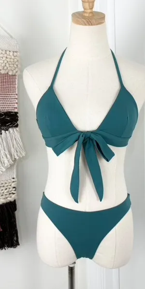 Mara Hoffman Samba Wraparound Bikini Top + Bottom Teal Sz XS thumbnail 1