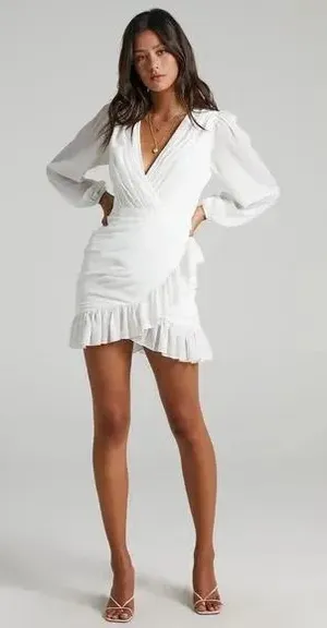 Showpo White Long Sleeve‎ Dress thumbnail 1