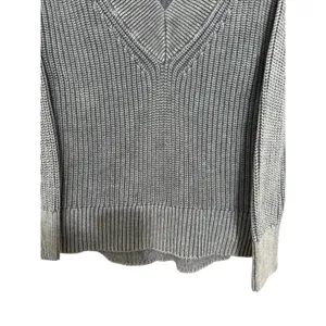 Aerie Wide V-Neck Oversized Pullover‎ Sweater Distressed Blue Women's Size XS thumbnail 5