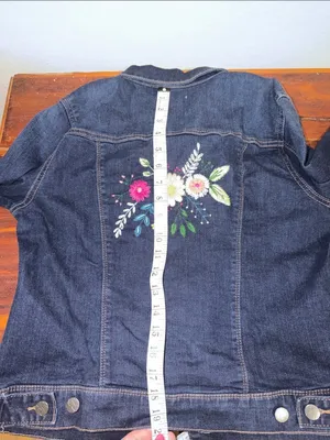 Denim Jacket Embroidered Floral Jean Jacket cottagecore teacher thumbnail 6