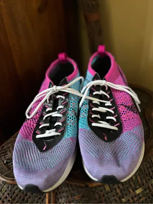 Nike Women’s Pink, Purple & Teal Knit Running Sneakers thumbnail 4