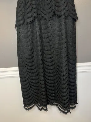 Vintage Kappi Dress Womens Small Black Lace Peplum Midi Cocktail Made USA 80s thumbnail 5