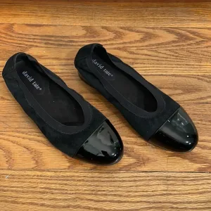 NWOB David Tate Nicole Cap Toe‎ Flat Black Suede Patient Leather size 5.5M thumbnail 3