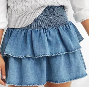 Aerie Frills N' Thrills Denim Mini Skirt thumbnail 1
