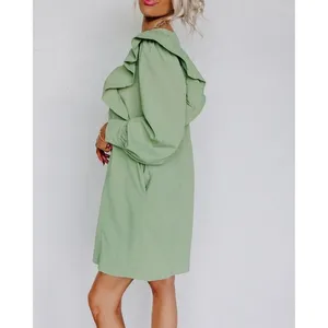 Entro Porch Swing Sips Mini Dress Pear Green Ruffle Button Front Small‎ NWT thumbnail 15