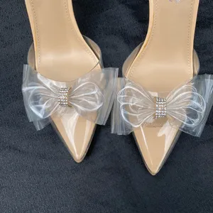 ✨ NIB / NWT ShoeDazzle Celestina Size 8.5 Clear Bow Crystal Sandals Heels $60.00 ✨ thumbnail 9