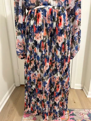 Misa Los Angeles Juliana Pleated Midi Dress In Tie Dye Floral New Size XS thumbnail 9