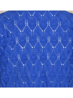 ANOTHER LOVE Size L Pointelle MIRA Flutter Sleeve Cardigan Sweater Cobalt Blue thumbnail 10