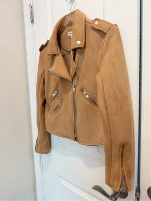 VICI NWT Mission District Pocketed Faux Suede‎ Moto Jacket Camel size Small thumbnail 10