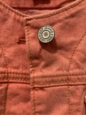 GAP Coral Pink Collarless Button-Front Jean Jacket thumbnail 3
