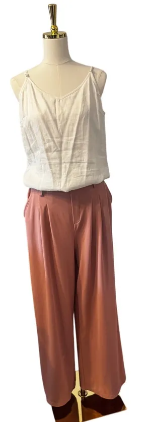 Halara Wide Leg Waffle Knit Pants Dusty Rose Pink Tall Large thumbnail 1