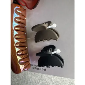 New‎ Time And Tru Hair Claw Clip Lot of 2 Sets Lg Sm Brown Beige Black Classic thumbnail 5