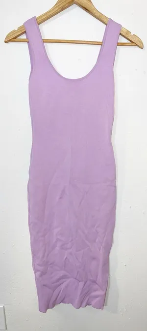 Super Down midi lavender purple ribbed tank top fitted bodycon summer dress thumbnail 1