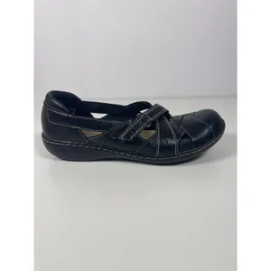 Clarks Ashland Spin Q Womens Size 8.5M Black Tan Leather Loafer Mary‎ Jane Shoes thumbnail 3