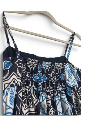 Hutch Bandeau Pineapple Smocked Romper XS Blue Black Summer Mini Dress thumbnail 7