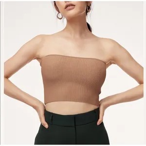 Aritzia‎ Babaton Ribbed Sculpt Knit Essamba Tube Top Honey Beige Womens Size M thumbnail 1