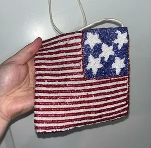 Vintage Unbranded Beaded American Flag All-American Core Chic Crossbody Bag thumbnail 6