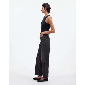 Madewell The Perfect Vintage Wide-Leg Crop Jeans Size 29 Washed Black Robles thumbnail 9