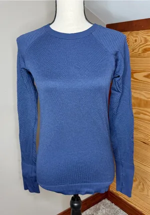 Lululemon Rest Less Long Sleeve Pullover Top Shirt Night Sea Navy Blue 6 W3BARS thumbnail 1
